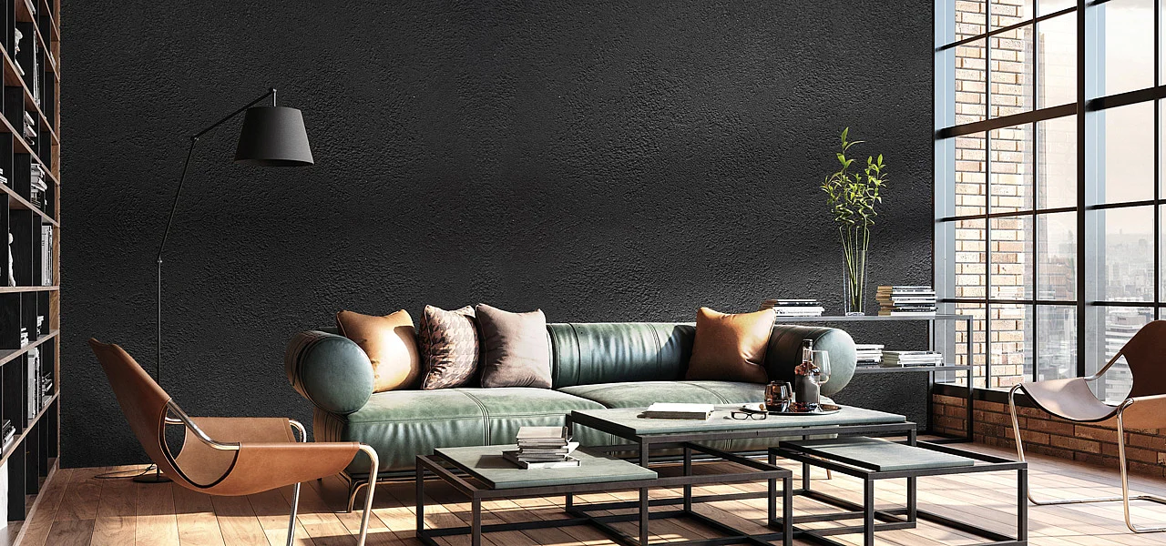 Loft mit Wandfarbe Vulcano in Schwarz
